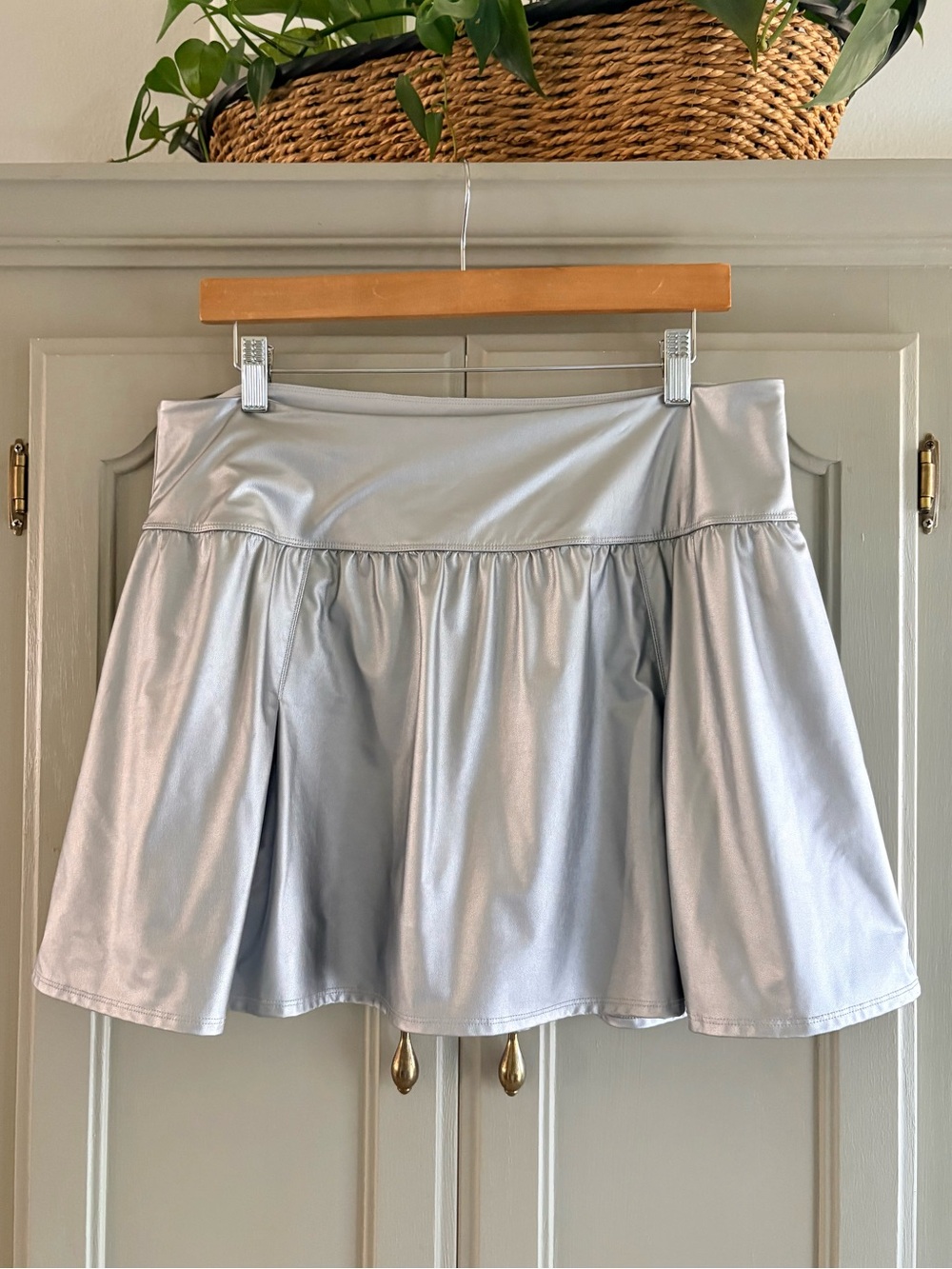 Offline By Aerie Silver Real Luxe Faux Leather Mini Skirt with Short | XL